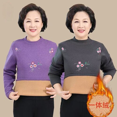 老太太保暖内衣加绒加厚打底衫秋衣中老年人妈妈冬季奶奶保暖上衣