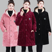 加绒加厚棉衣女冬季 法兰绒三层夹棉加厚保暖防寒工作服罩衣家居服