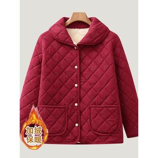 中老年女士加绒宽松小棉衣外套2025秋冬季新款妈妈装短款棉袄罩衣