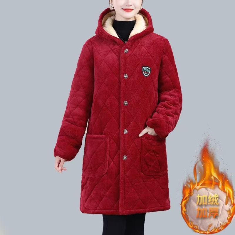 羽绒棉中长款宽松罩衣外套加厚