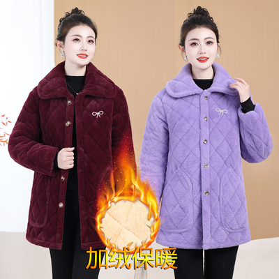 冬季棉衣加厚妈妈中年三层加厚