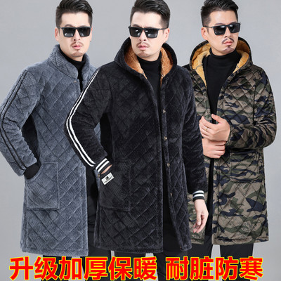 冬季加绒加厚男士罩衣工作服保暖耐脏棉服外套宽松大码四川省服男