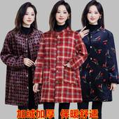 冬季 法兰绒宽松加绒加厚妈妈女装 厨房围裙耐脏保暖加大罩衣工作服