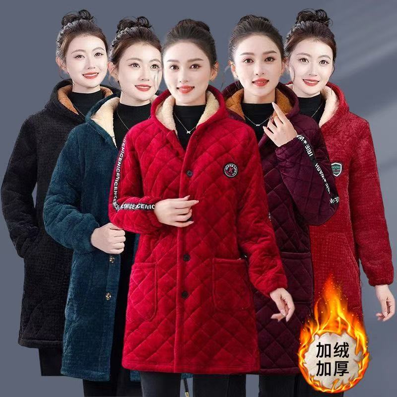 棉衣女保暖加厚加绒棉服冬季罩衣
