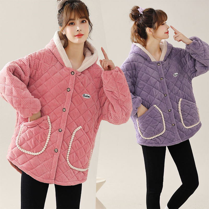 加绒加厚宽松棉服外套小个子女装