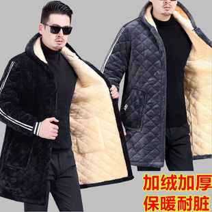 冬男士 加绒棉袄棉服外套保暖宽松工作服大褂耐脏厨房加厚棉衣 新款