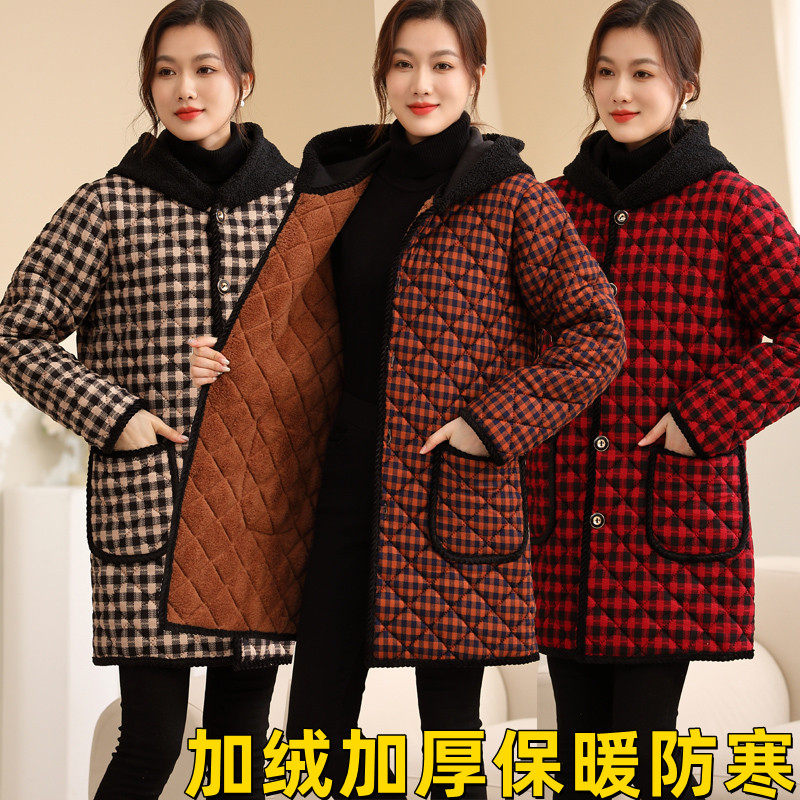 冬季女式棉衣加绒加厚罩衣女保暖耐脏棉服外套宽松大码中长款外套,女装/女士精品,棉衣/棉服,淘宝优惠券,粉丝福利购,淘宝优惠卷