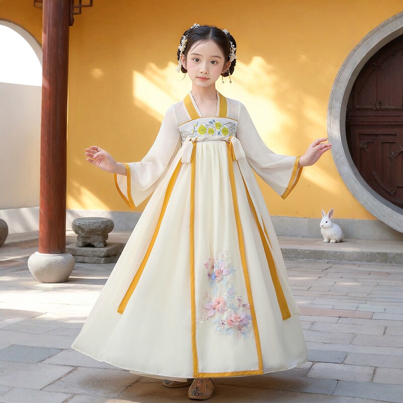 女童汉服2025春秋款中国风超仙女款齐胸襦裙古风儿童古装连衣裙