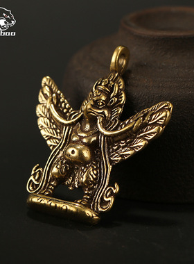 大鹏展翅鸟迦楼罗GARUDA挂件摆件吊坠复古黄铜配件钥匙扣挂件配饰