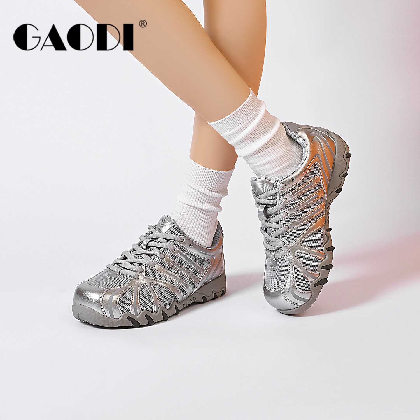 高蒂内增高德训鞋女2026春季新款潮流撞色系带运动鞋平底跑步鞋