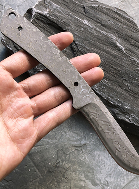 67层大马士革半成品刀胚水果刀10cr15钢芯小刀DIY配柄刀件硬度60