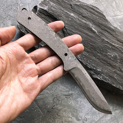 67层大马士革半成品刀胚水果刀10cr15钢芯小刀DIY配柄刀件硬度60