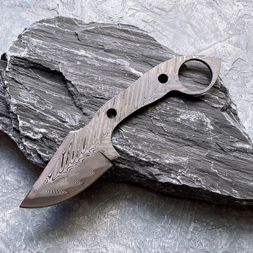 67层折叠锻打大马士革花纹钢小刀胚手把肉半成品水果刀胚手工DIY