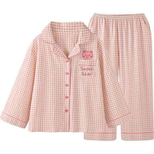 粉格小海狸新款云朵棉睡衣女生卡通休闲长袖长裤可外穿家居服套装