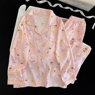 学生宿舍家居服套装 睡衣女生卡通KT猫甜美可爱春秋季 长裤 长袖 薄款