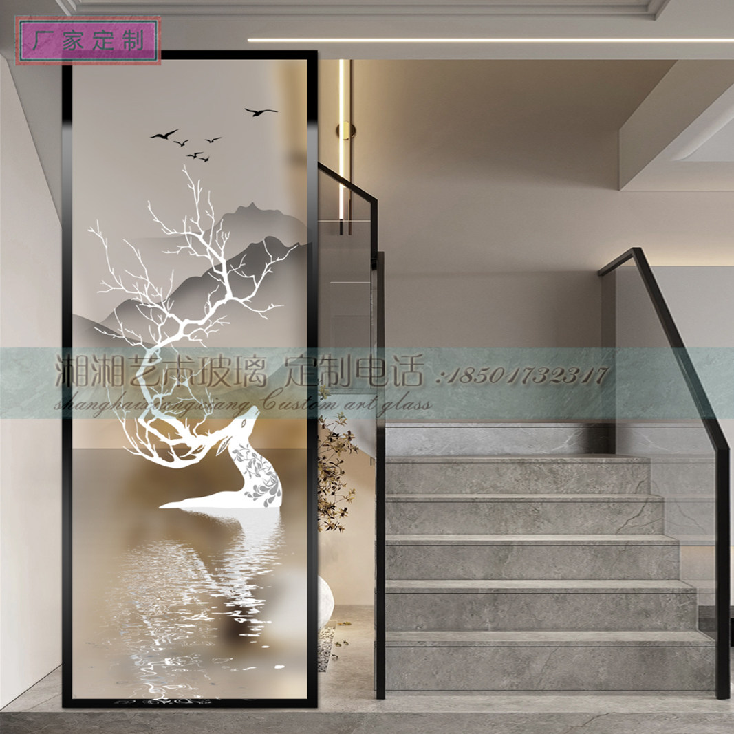 艺术玻璃钢化夹胶彩釉彩色玻璃