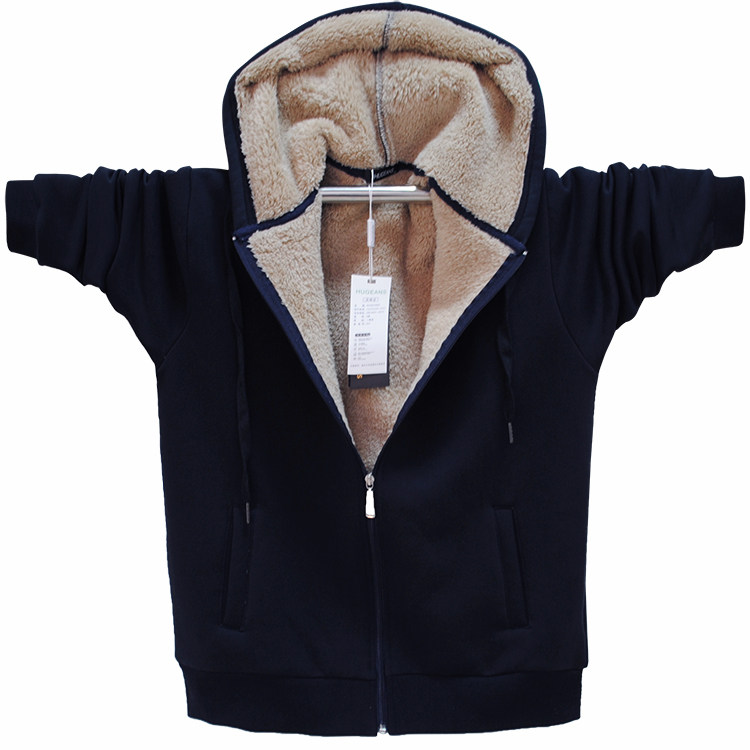 秋冬款加绒加厚外套中大童学生加肥胖男童连帽卫衣胖童宽松儿童装