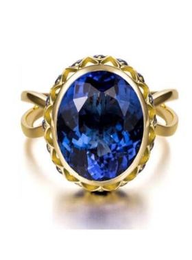 亚马逊鹅蛋形镶嵌蓝宝石戒指欧美