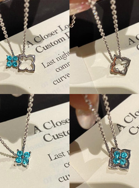 轻奢薄荷曼波四叶草项链女