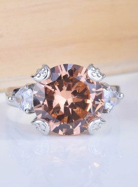 大摩根石大克拉仿香槟钻戒指