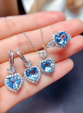 young直播仿天然瑞士蓝套装戒指