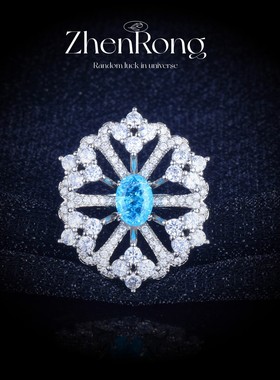 轻奢复古海蓝宝花朵戒指