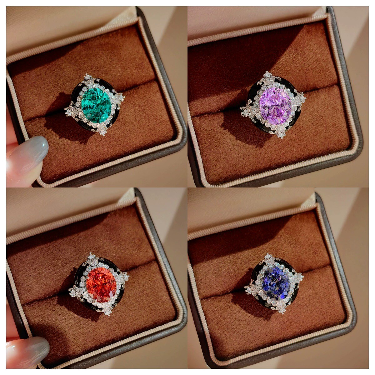 Young中古vintage珠宝芬达石戒指女复古artdeco黑玛瑙彩宝戒指女