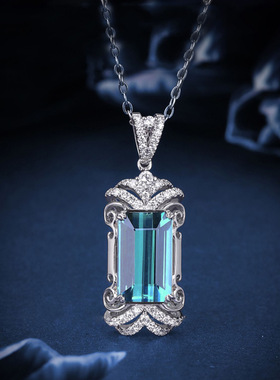 彩宝碧玺伦敦蓝无事牌吊坠