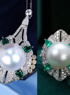 澳白珍珠吊坠项链文艺复古套装