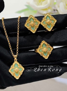 复古宫廷风天河石套装四叶草