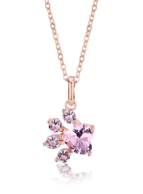 项链欧美粉色钻石吊坠热卖新品