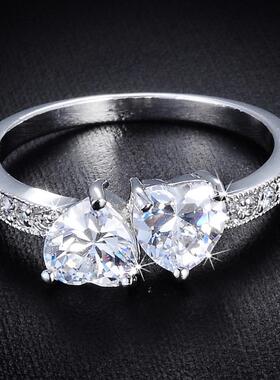 速卖通热卖时尚心形戒指欧美锆石