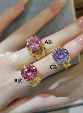复古拉丝工艺羽毛戒指女