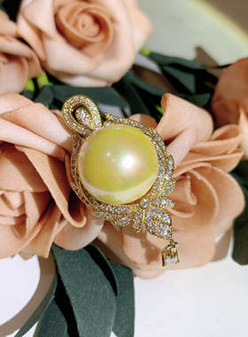 仿南洋珍珠吊坠满镶项链女