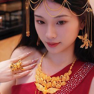 Young古法工艺凤舞九天戒指中式宫廷风渐变珐琅彩点羽金凤凰女戒