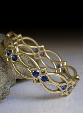 新款简约镀18k黄金通花戒指镶嵌