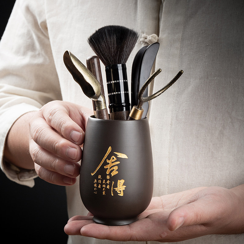 黑檀实木茶道六君子套装功夫茶具配件6君子大全泡茶工具茶夹勺刀