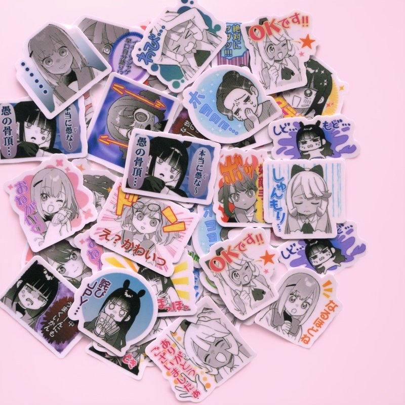 7D-O和她的伙伴们 自制手帐手机相册防水水杯头盔贴纸 24款40枚