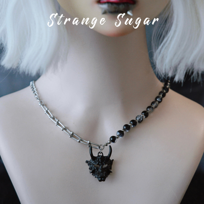 怪糖饰物集原创恶鬼面具锁骨链