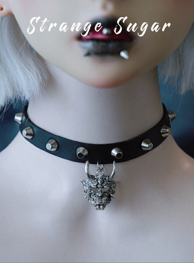 怪糖饰物集原创恶鬼面具铆钉颈链