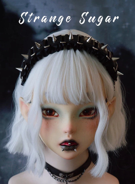 怪糖饰物集原创手工铆钉皮扣褶皱发箍头箍亚文化暗黑黑色