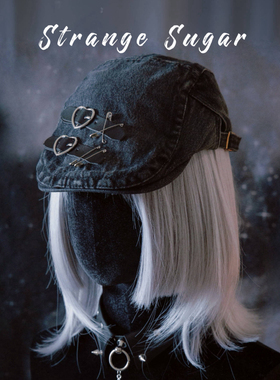 怪糖饰物集原创手工双皮扣牛仔侦探帽暗黑系亚文化黑灰色