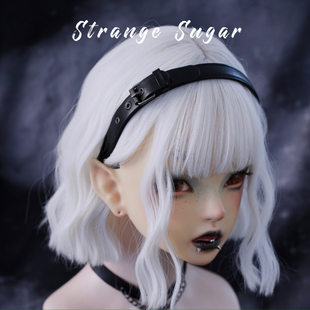 怪糖饰物集原创手工皮扣皮质细发箍发箍头箍亚文化暗黑黑色