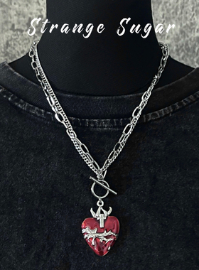 怪糖饰物集原创荆棘爱心双链项链