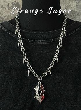 怪糖饰物集原创天使恶魔爱心项链