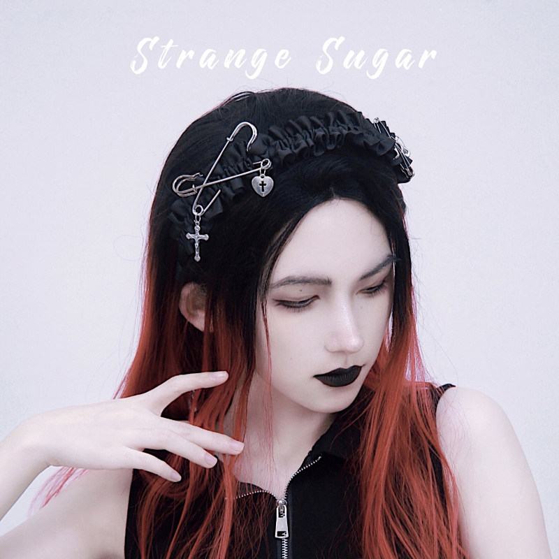 怪糖饰物集原创褶皱荷叶边发箍头箍暗黑亚文化