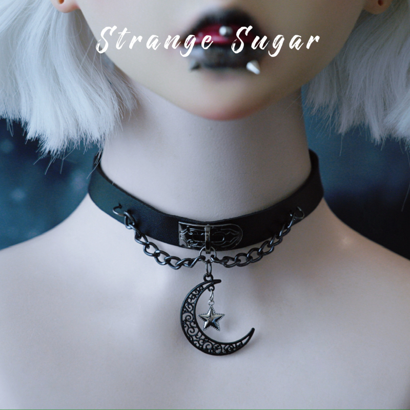 怪糖饰物集原创花纹星月吊坠颈链