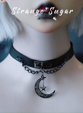 怪糖饰物集原创花纹星月吊坠颈链