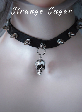 怪糖饰物集原创骷髅吊坠铆钉颈链
