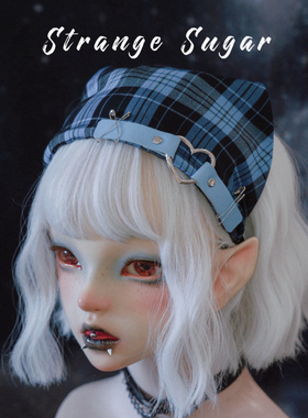 怪糖饰物集原创手工蓝色爱心皮扣三角巾发箍头箍亚文化暗黑蓝黑色